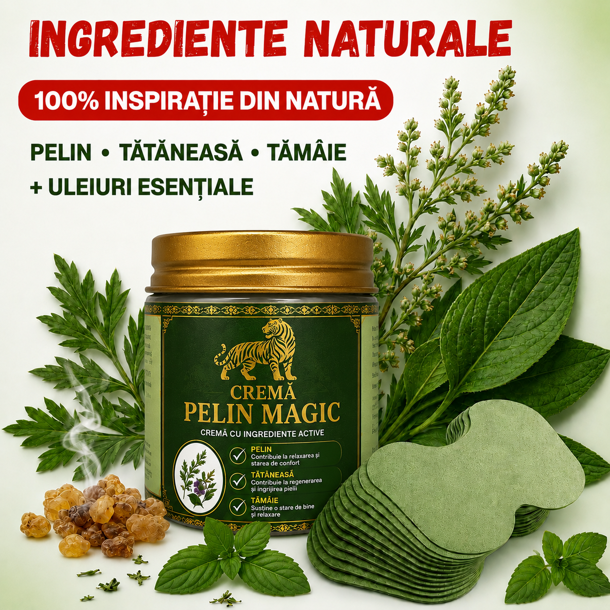 PACHET ANTI DURERE CREMĂ + 40 PLASTURI PELIN MAGIC